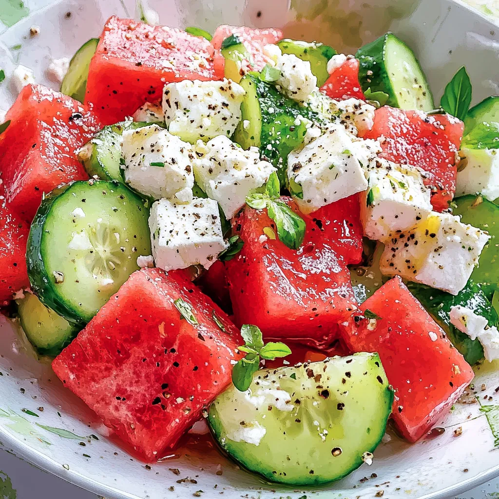 SIMPLE Watermelon + Cucumber + Feta Salad