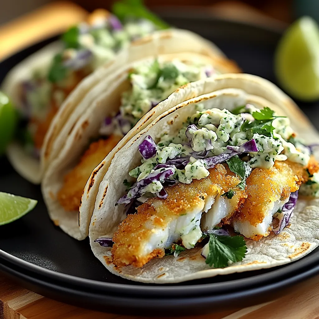 Crispy Fish Tacos with Cilantro Lime Slaw