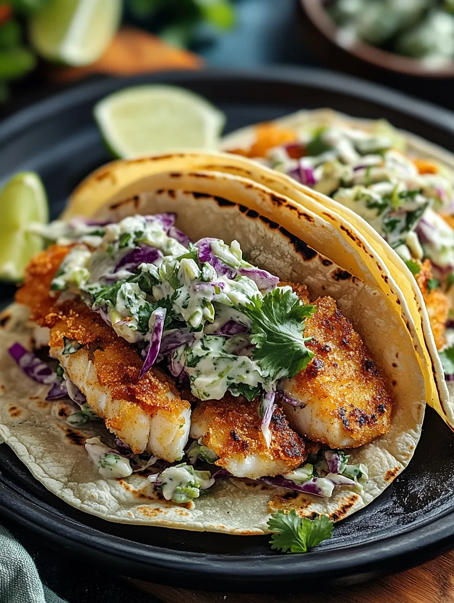 Crispy Fish Tacos with Cilantro Lime Slaw