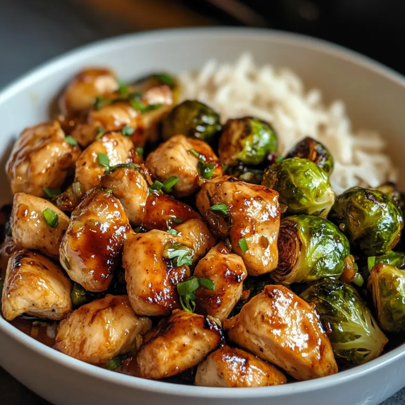 Air Fryer Sweet Chili Chicken and Brussels Sprouts