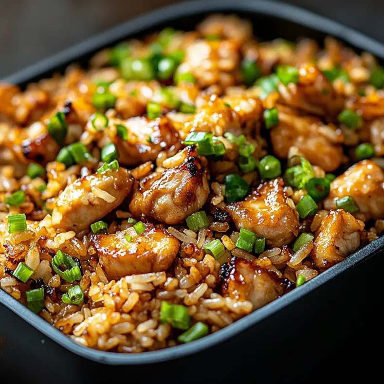 High Protein Crispy Garlic Chicken Fried Rice