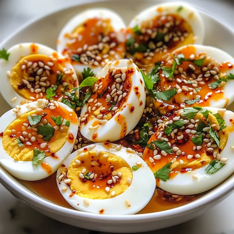 Spicy Chili Garlic Deviled Eggs