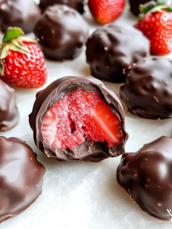 Frozen Chocolate Covered Strawberry Bites