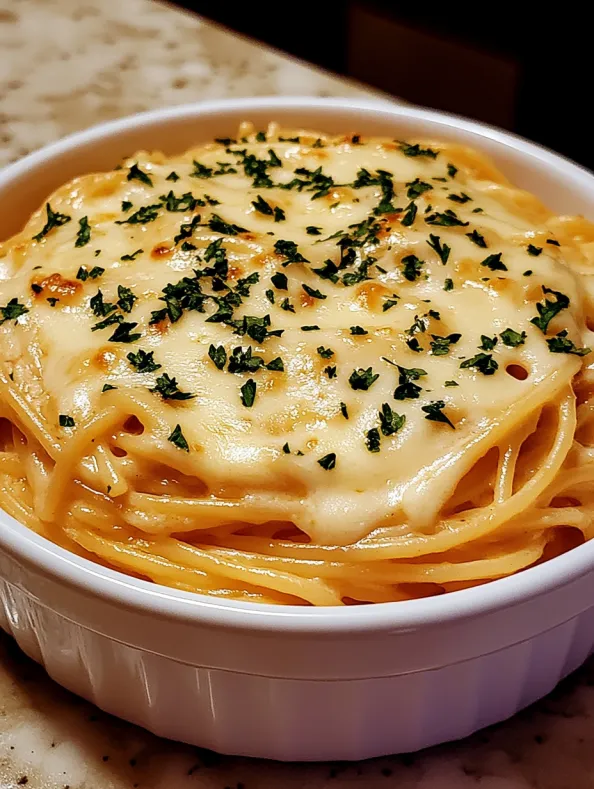 cheesy garlic parmesan spaghetti with cream cheese