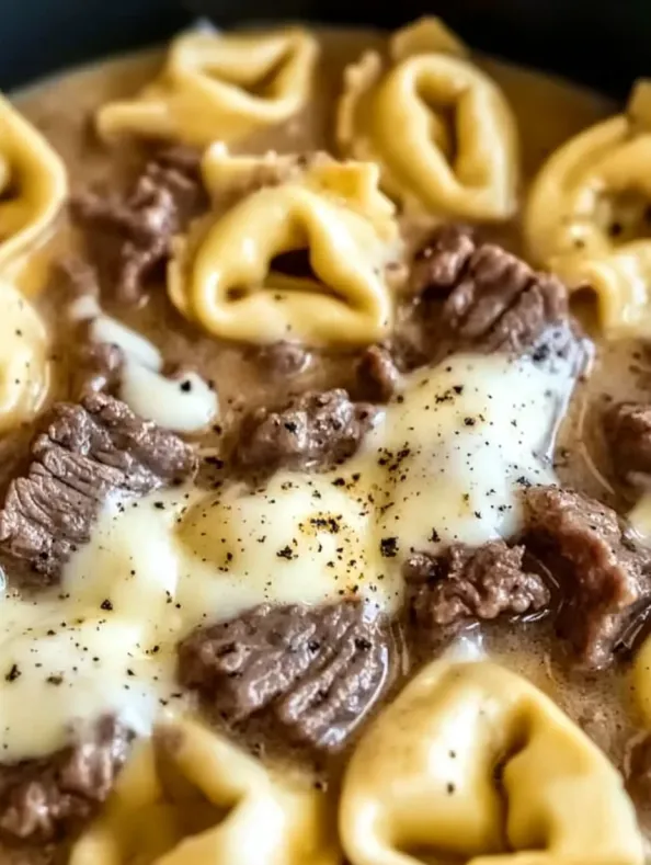 Cheesesteak Tortellini in Rich Provolone Sauce