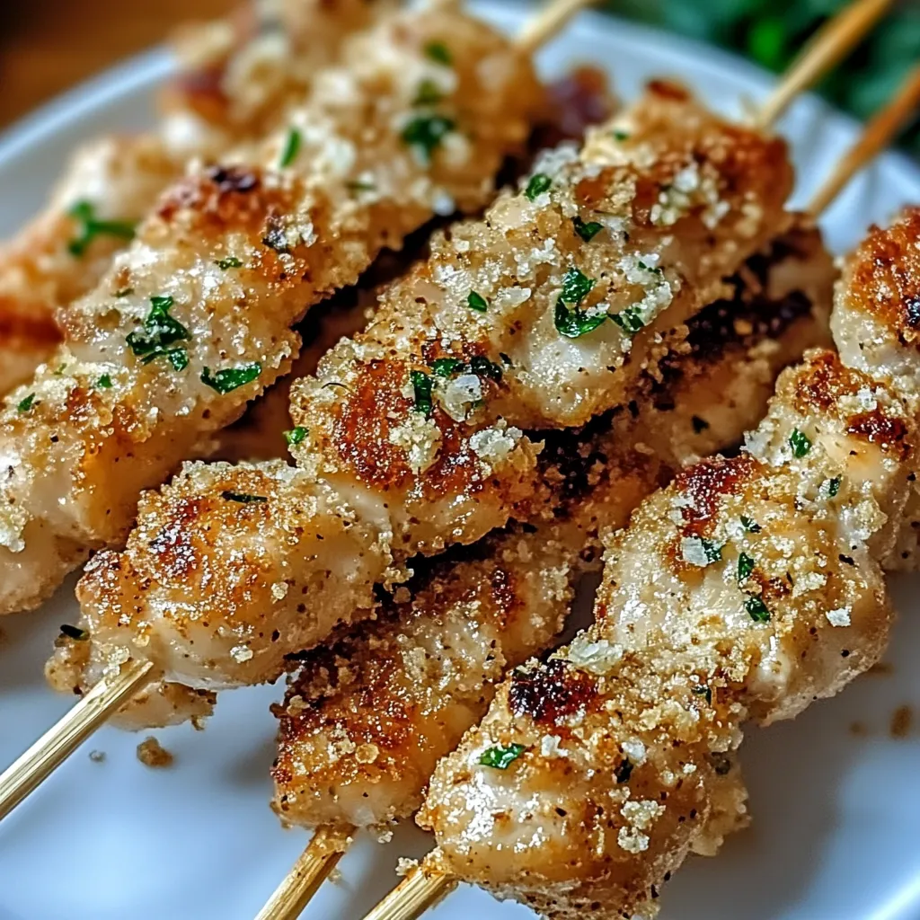 Air Fryer Garlic Parmesan Chicken Skewers