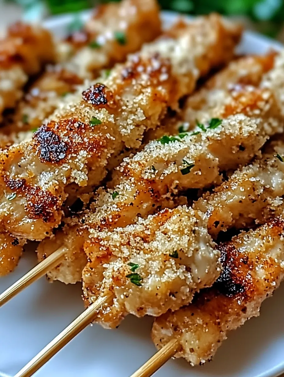 Air Fryer Garlic Parmesan Chicken Skewers