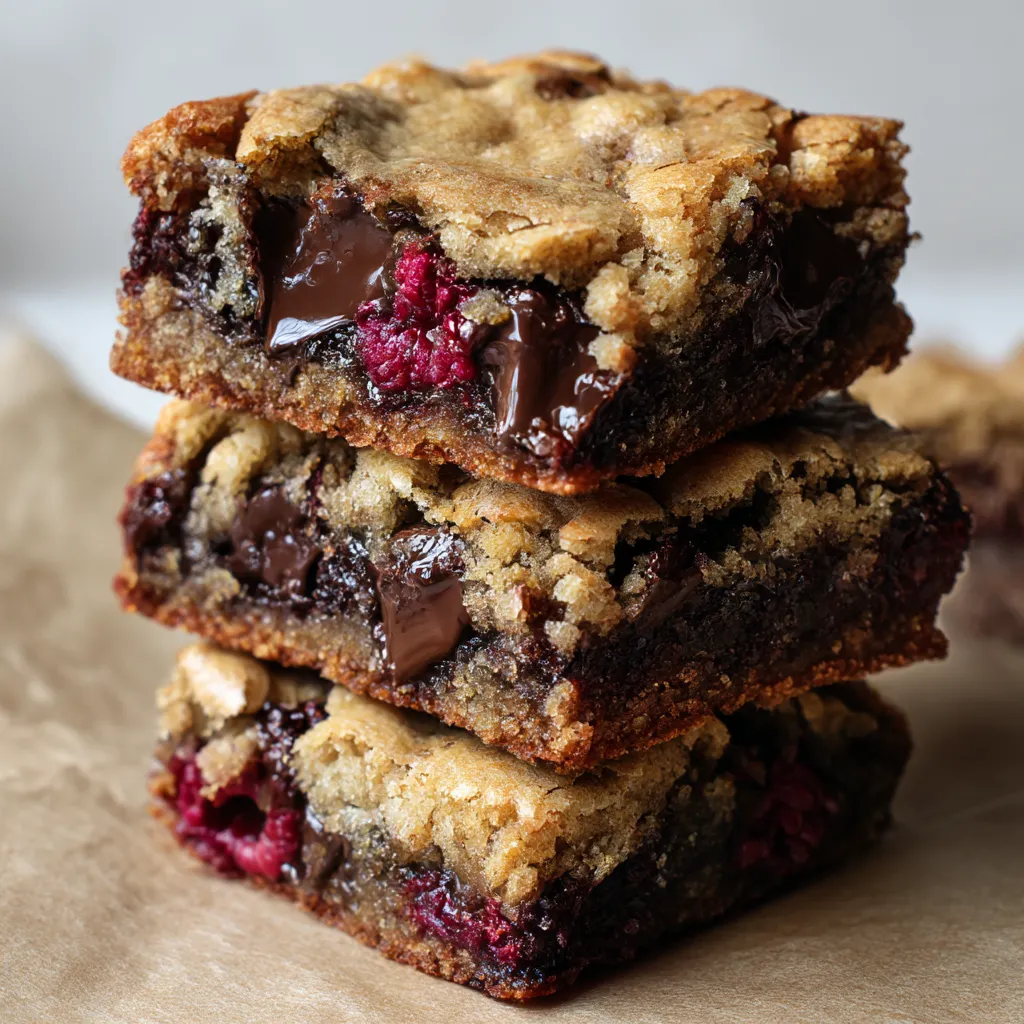 Raspberry Dark Chocolate Blondies