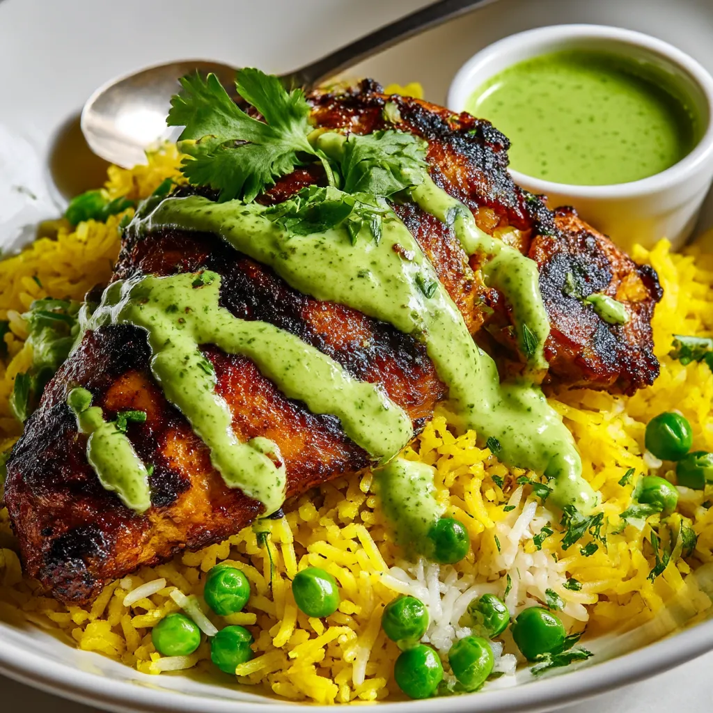 Peruvian Chicken & Rice with Green Sauce