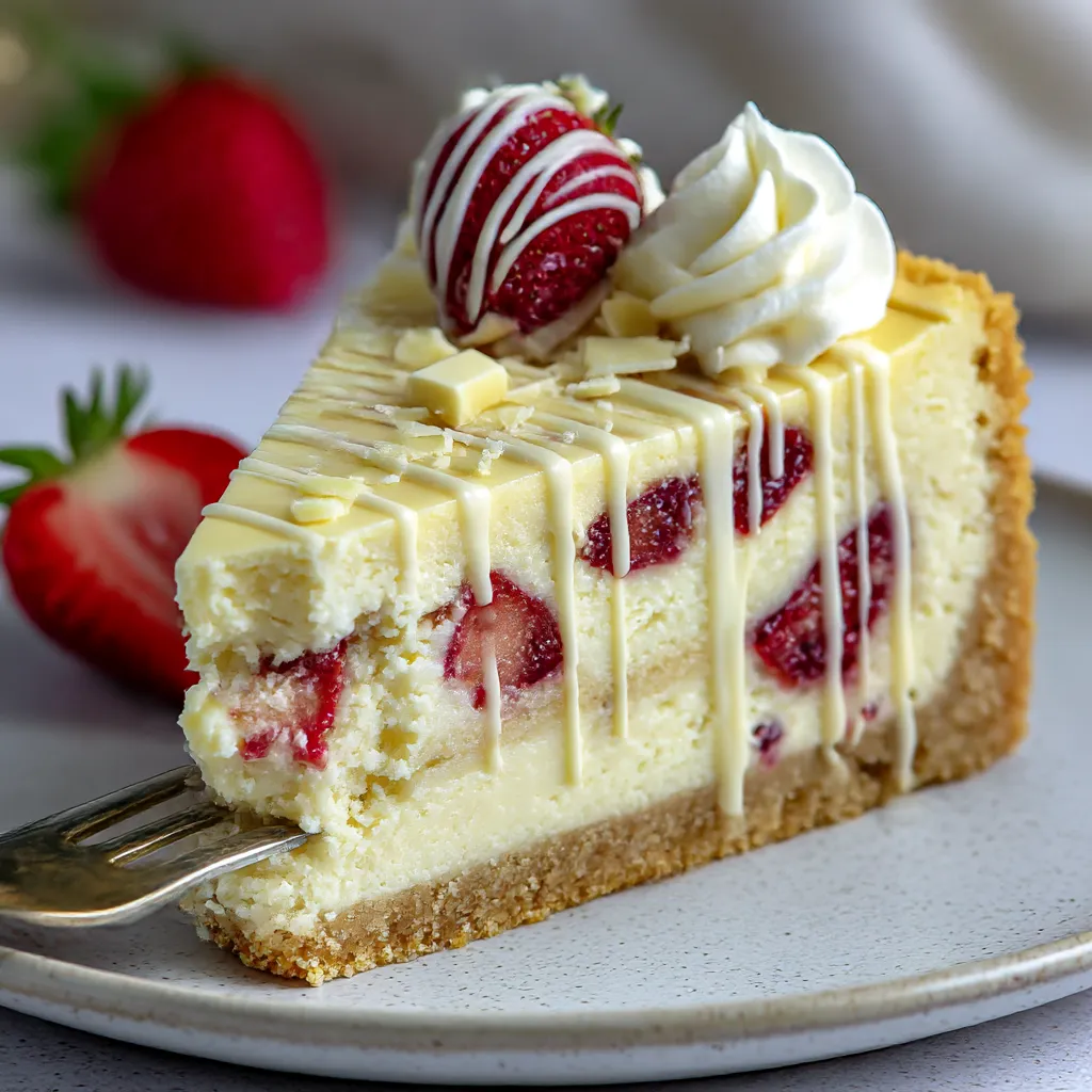 Strawberry White Chocolate Cheesecake (No Water Bath)