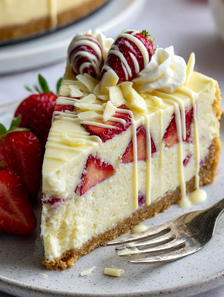 Strawberry White Chocolate Cheesecake (No Water Bath)