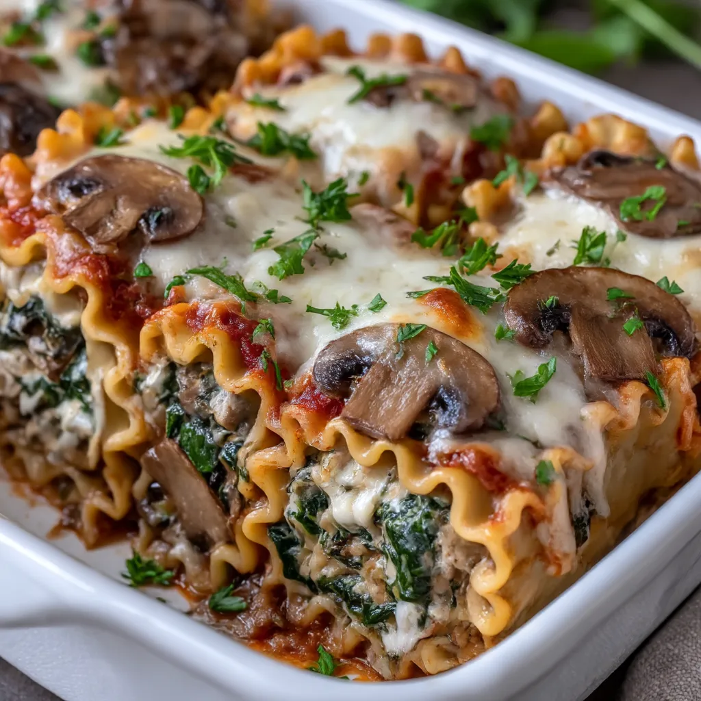 Mushroom & Spinach Lasagna Rolls