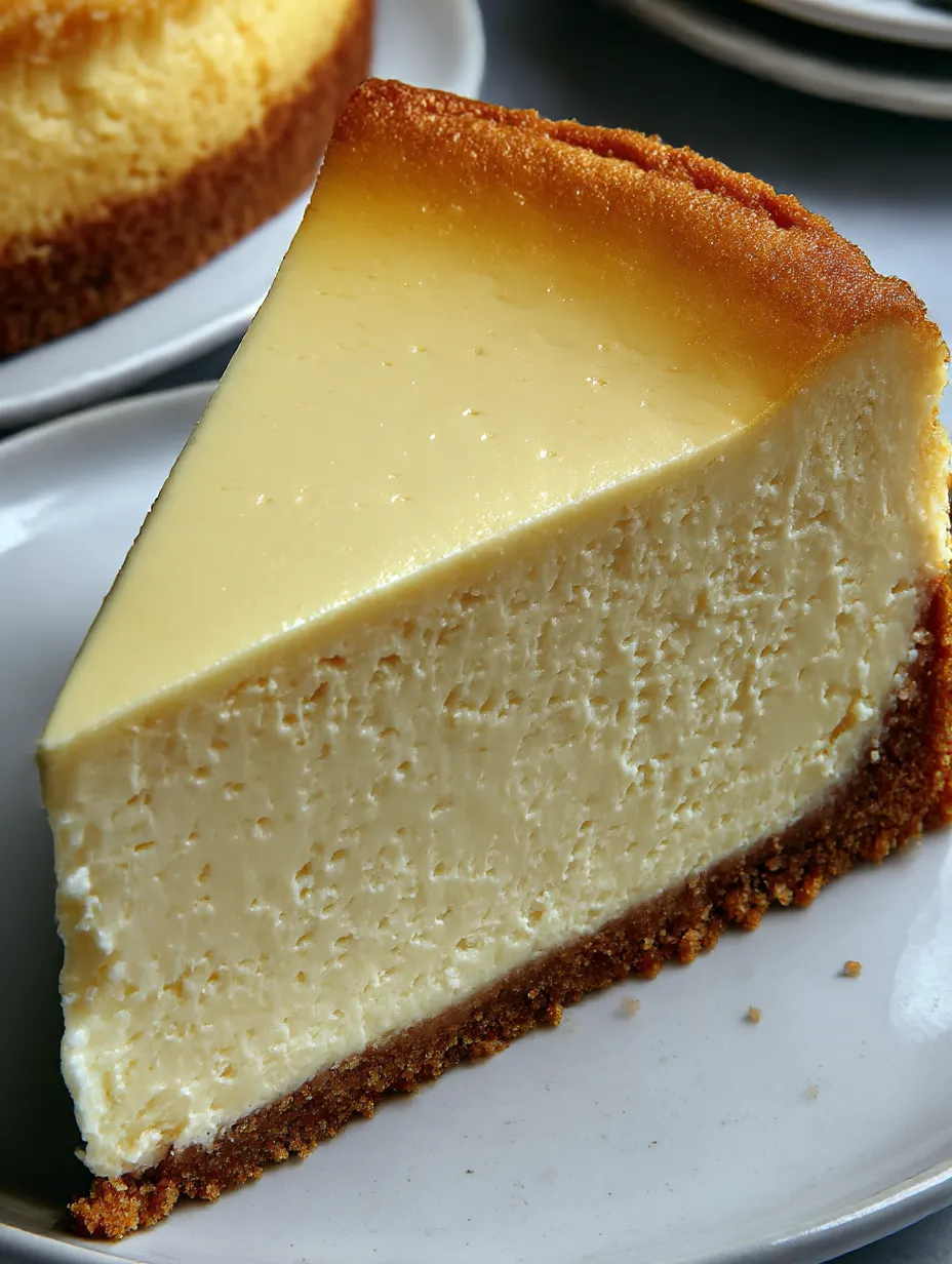 A slice of classic New York-style cheesecake.