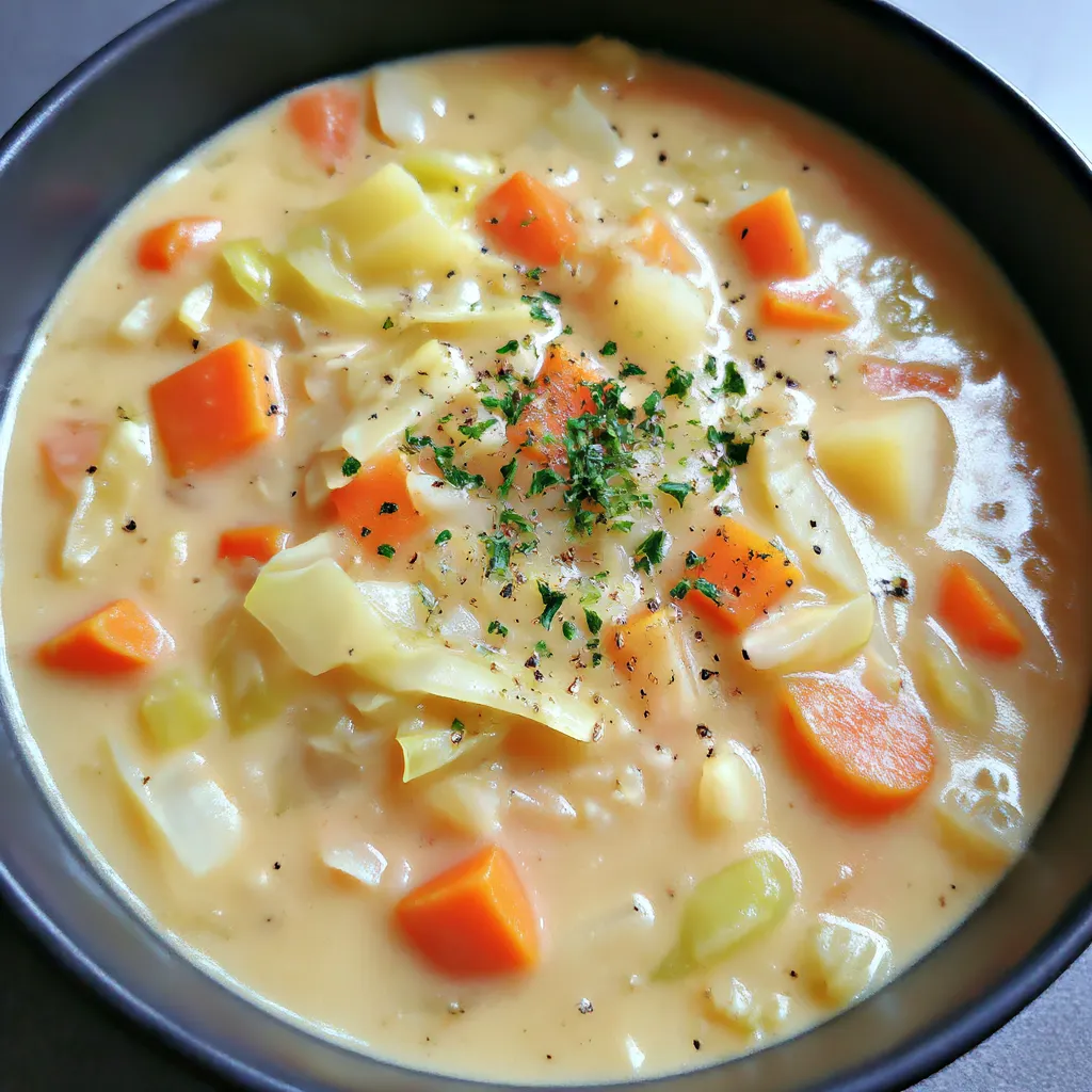 A bowl of soup with carrots and other vegetables.