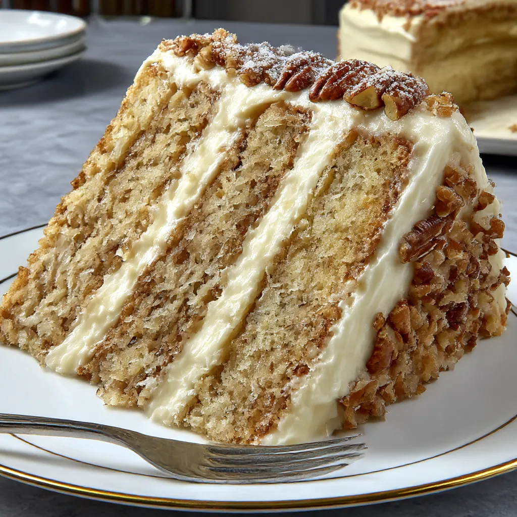 A slice of snowy Bavarian bliss cake.