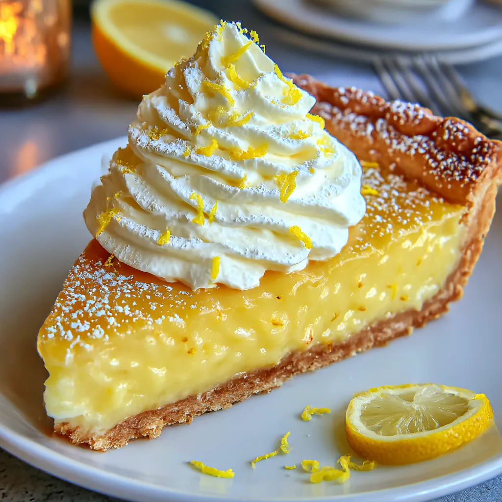 A slice of pie with a dollop of whipped cream on top.