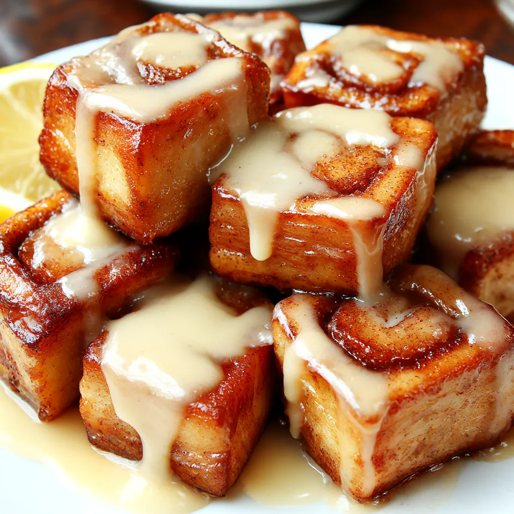 A plate of cinnamon swirl french toast bites.