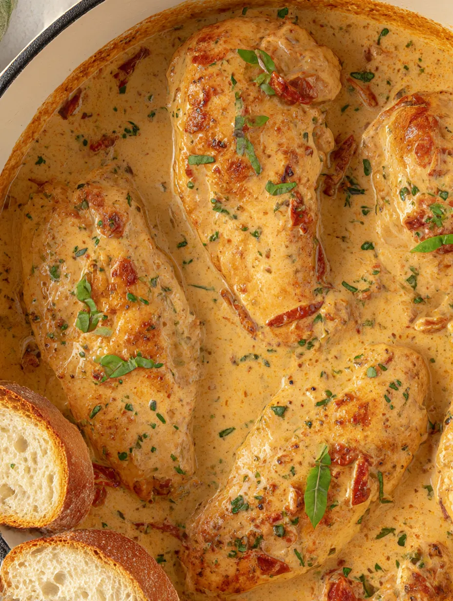 A dish of chicken in a cream sauce.