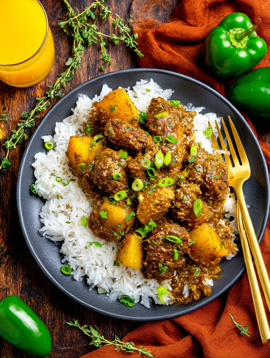 A plate of rice and meat with green peppers and a glass of orange juice.