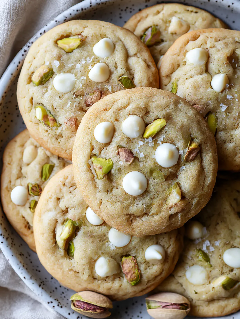 A plate of pistachio cream cookies.