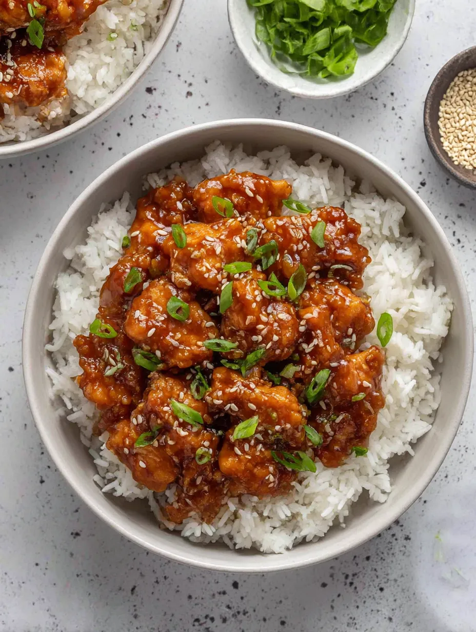 A bowl of rice with chicken and vegetables.