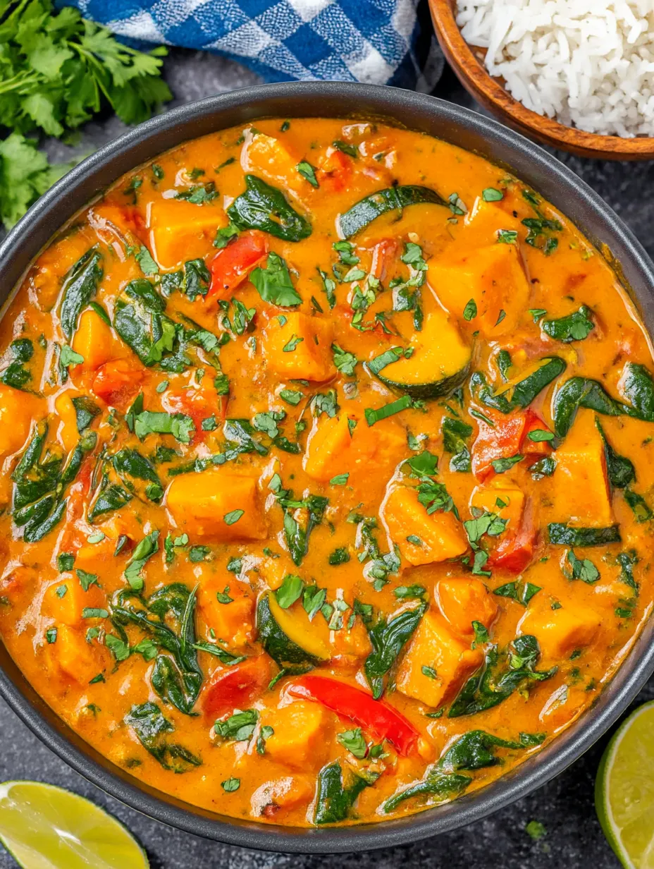 A bowl of vegan panang curry.