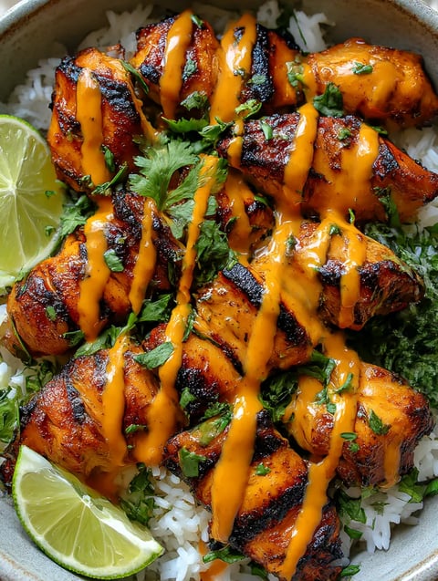 Sweet Chili Chicken Bowl with Coconut Lime Drizzle